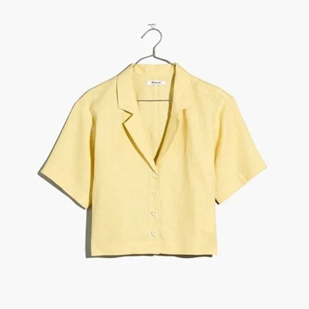 NWT Madewell 100% Linen Resort Shirt in Yellow
